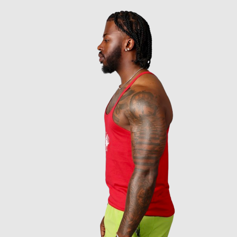 New Mens Cotton Tank Tops Red - Image 2